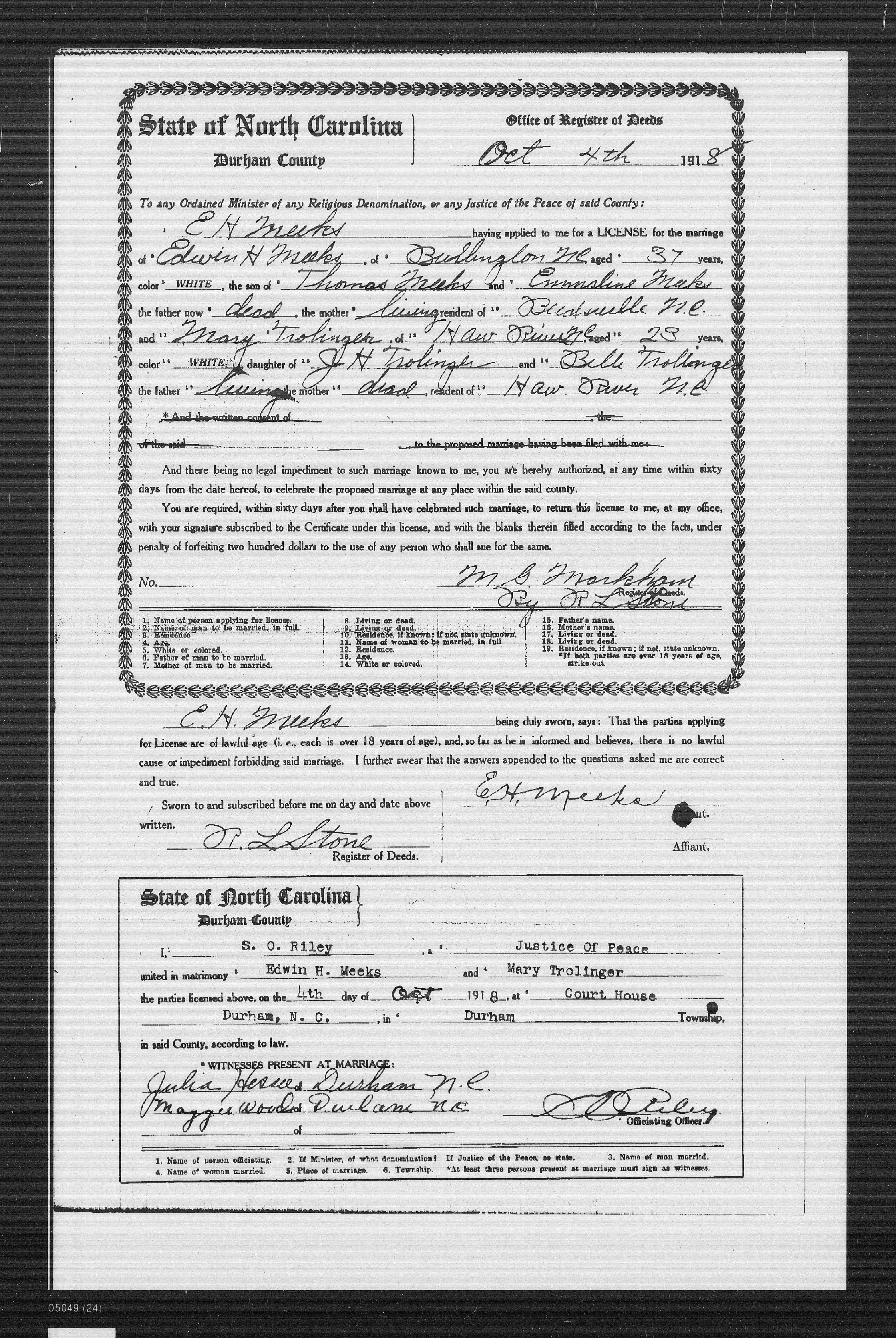 WWI Draft Card Estil Smith