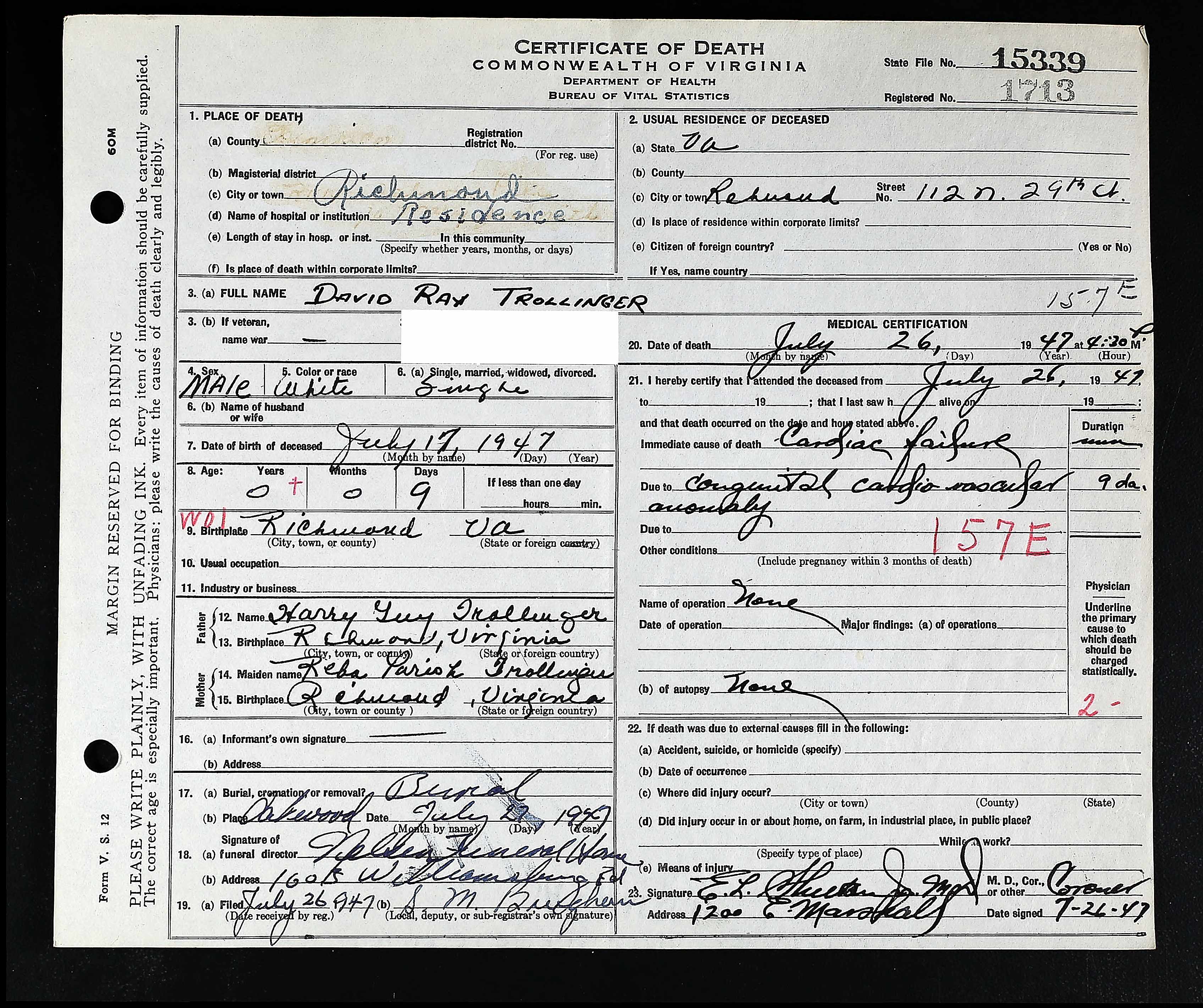 William Gordon Service Record