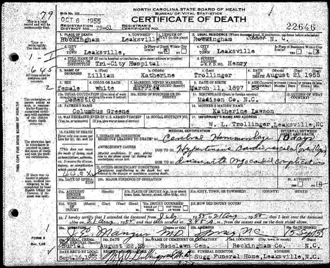 Certificate of Death