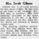 Mrs. Sarah Gibson Obituary