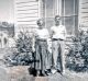 Arla and David in front of our Blackfoot Idaho home at 385 McAdoo St., ca 1956