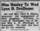 Miss Henley To Wed Lynn H. Drollinger