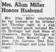 Mrs. Allan Miller Honors Husband