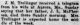 J. M. Trollinger receives letter from his wife indicating her father had died