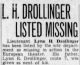 L. H. Drollinger Listed Missing