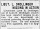 Lieut. L. Drollinger Missing In Action (Lynn Howard Drollinger)